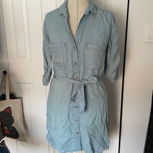 Chambray button down sheath dress